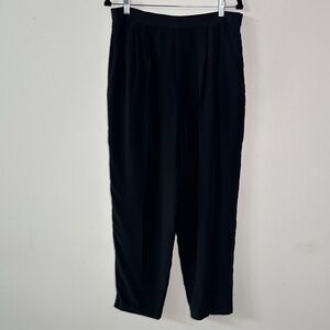 Talbots Womens‎ Silk Neutral Black High Rise Pleated Tapered Trousers 12 Office